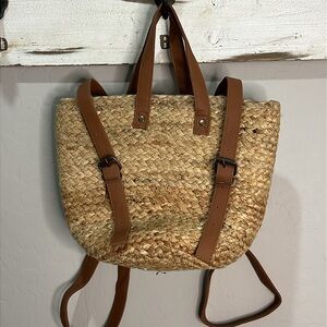 XIX Palms Straw Purse Bag Backpack Insulated Cooler Shorebreak Beach Boho NWOT